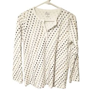 Roller Rabbit X Peloton‎ Size Small White Printed Henley Pajama Top